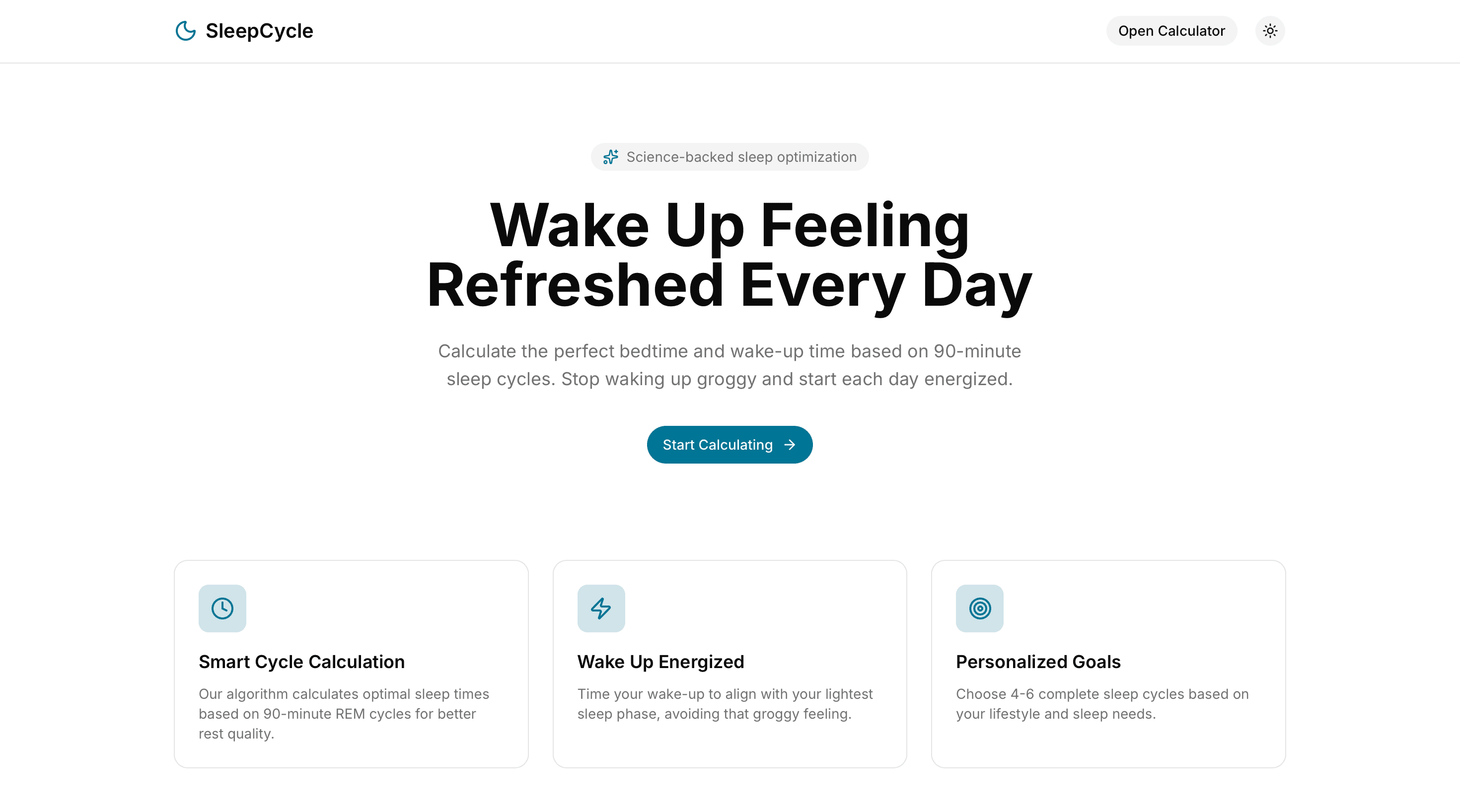 Sleep cycle homepage